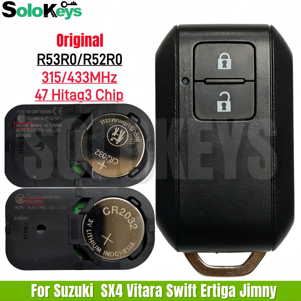 

SOLOKEYS R53R0 R52R0 Original Smart Remote Control Key For Suzuki Ertiga Jimny SX4 Vitara Swift Splash Wagon R 315/433MHz 47 Chi