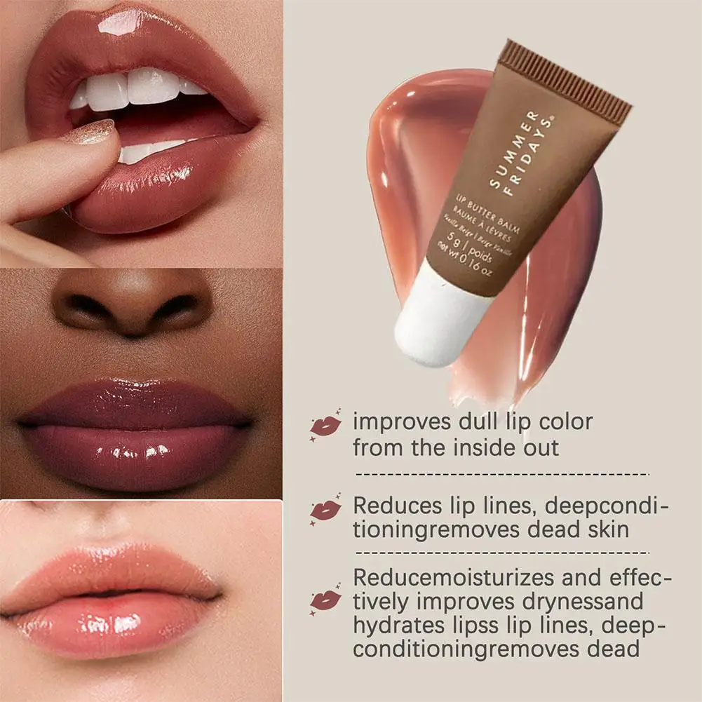 4 pz/set Summer Fridays Vaniglia Beige Balsamo per le labbra Polipeptide Burro Liquido Idratante Idratante Lip Gloss Cosmetico Cura delle labbra