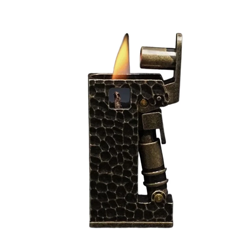 New Old Craft Meteorite Crater Kerosene Lighter Semi Automatic Mechanical Ejection Knife Metal Retro Lighter Gift For Men