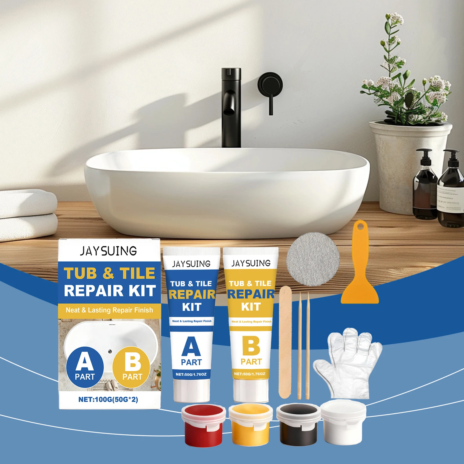 50g Tile And Ceramic Glaze Repair Paste Fix Tub Chips Sink Cracks with Super Adhesion Porcelain Ceramic Enamel quick-drying