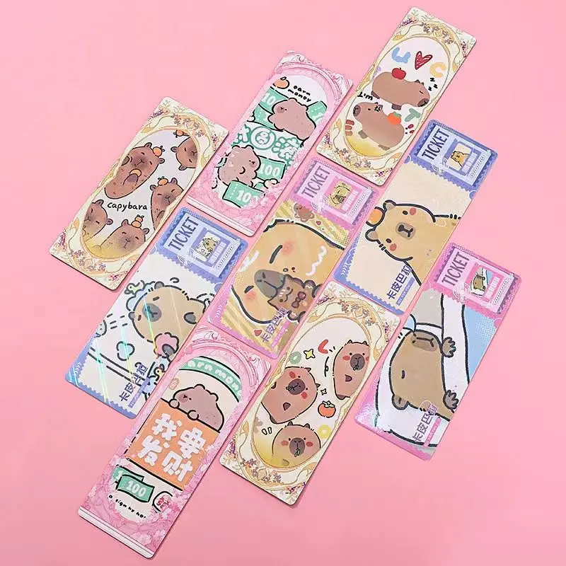 40Pcs/Set Capybara Laser Ticket Double-Sided HD Bookmark Cartoon Greeting Card Cosplay Anime Lovers Gift