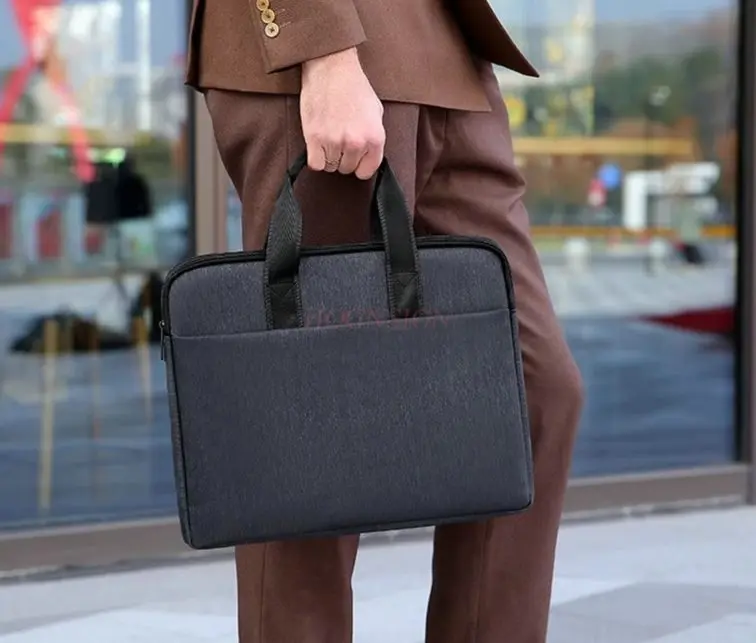 1pcs Handbag waterproof canvas Oxford cloth storage briefcase large capacity conference contract zipper multi-layer document bag
