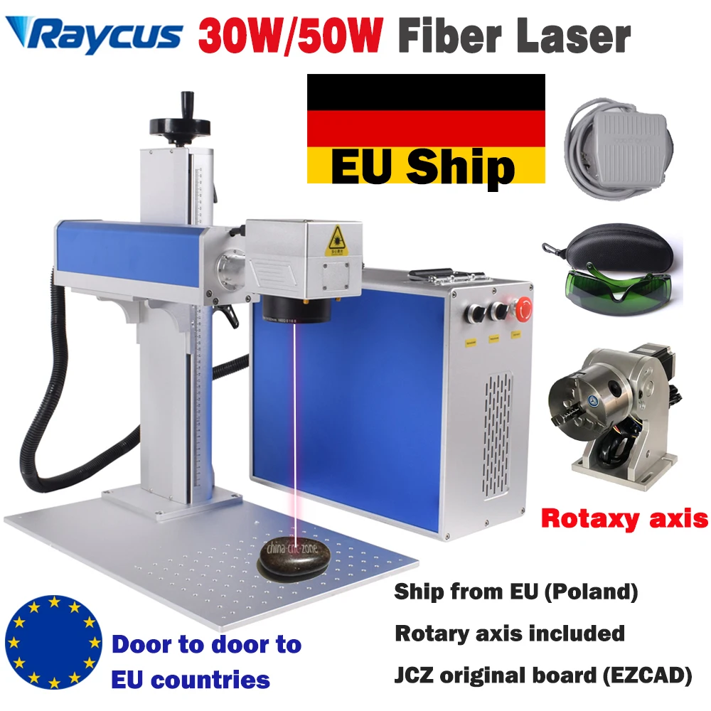 

50W Raycus Fiber Laser Marking Engraver MAX 30W Raycus 50W for Metal Stainless Steel Logo Raycus QB with Rotary Axis EU STOCK