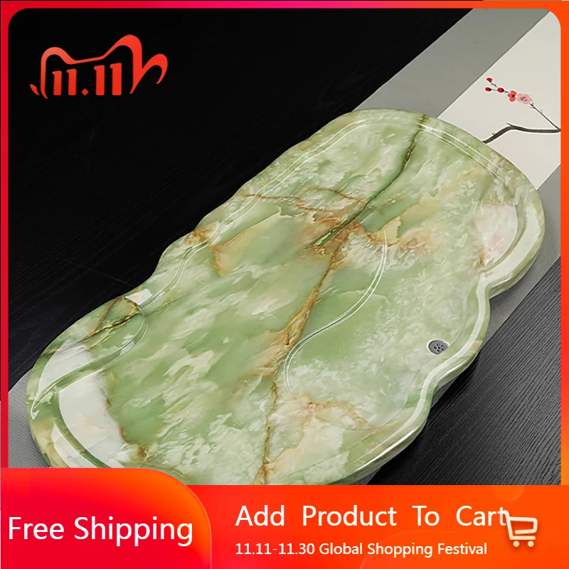 

Роскошный каменный поднос для чая, сервировочная тарелка, блюдце, зеленая церемония, большой круглый поднос для чая, подставки, гостиничная гостиная, бандажи, чайная посуда