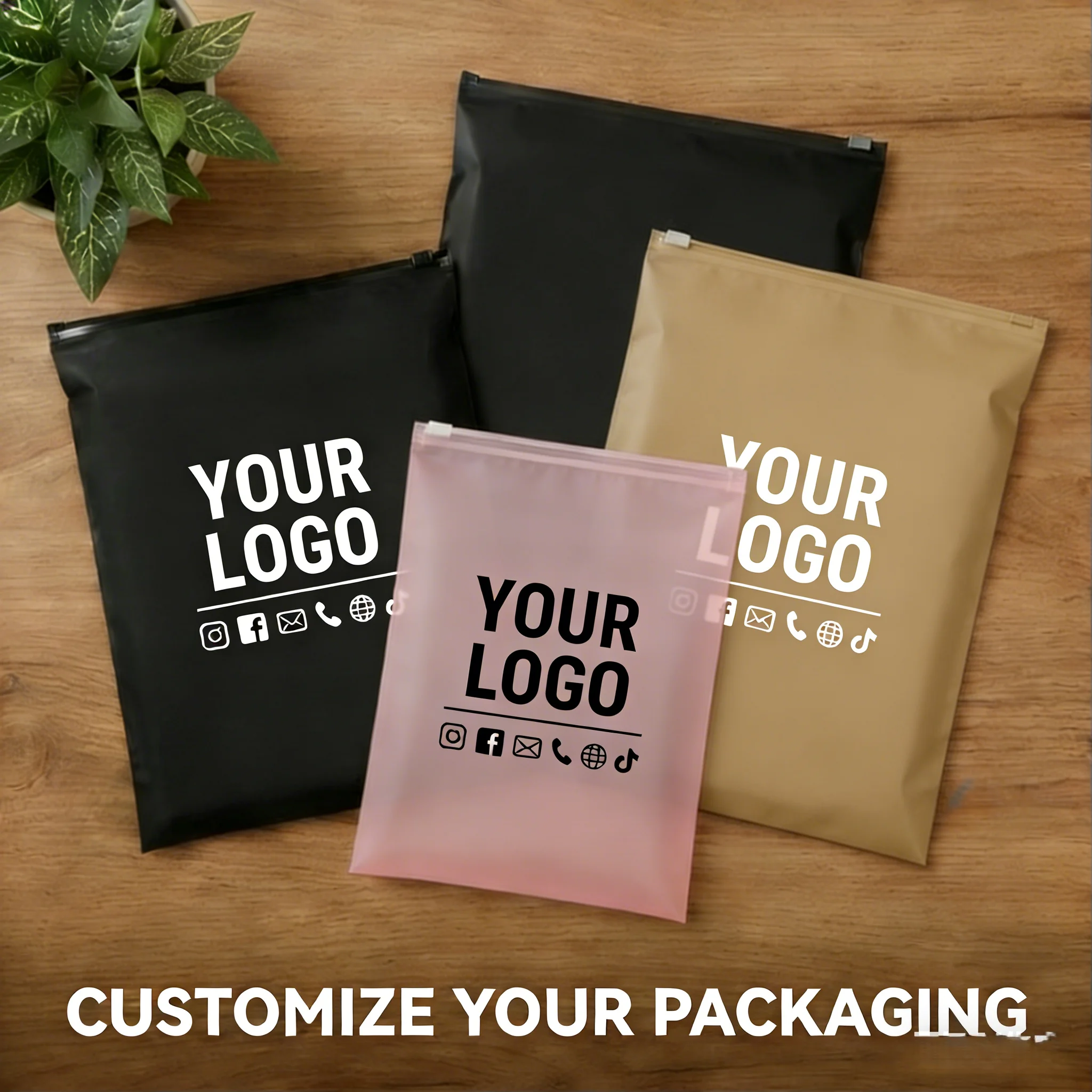 Sacs de rangement givrés colorés personnalisés, sacs d'emballage pour sous-vêtements et vêtements, sacs à fermeture éclair personnalisés sur mesure, réutilisables, avec logo imprimé