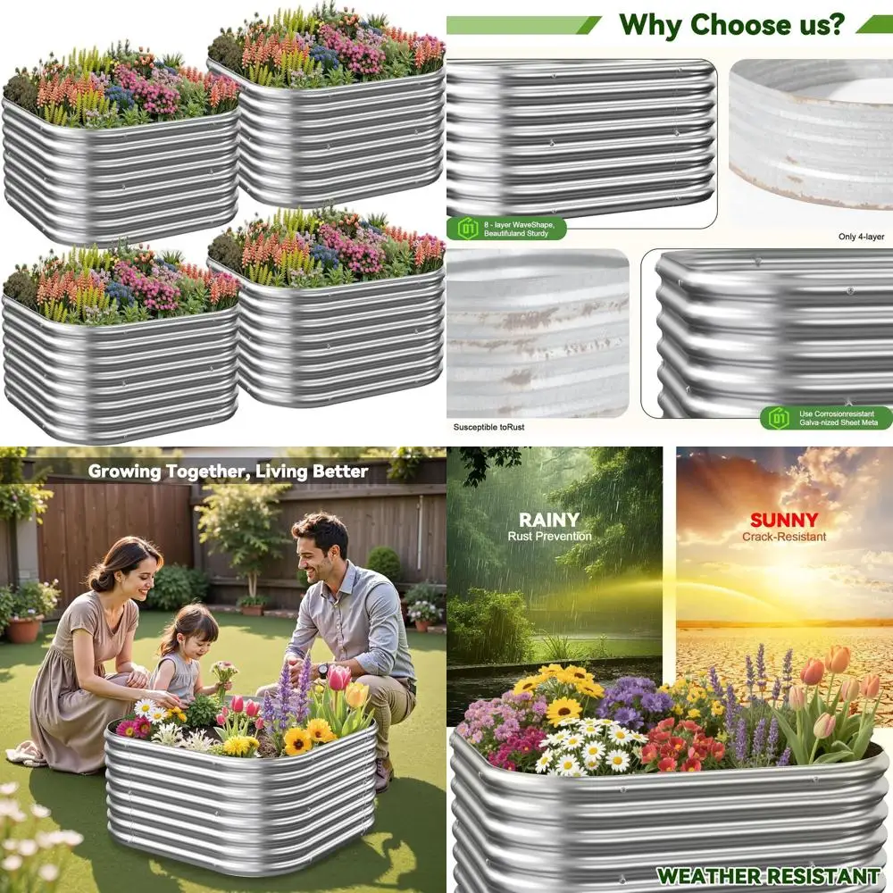 

Оцинкованные стальные приподнятые грядки 3x3x10 дюймов для выращивания овощей на открытом воздухе