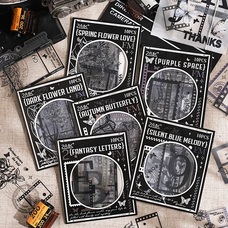 

10 pcs Large size Creative sticker Butterfly flower theme DIY handmade Scrapbooking Material Diary Album Junk Journal Supplies