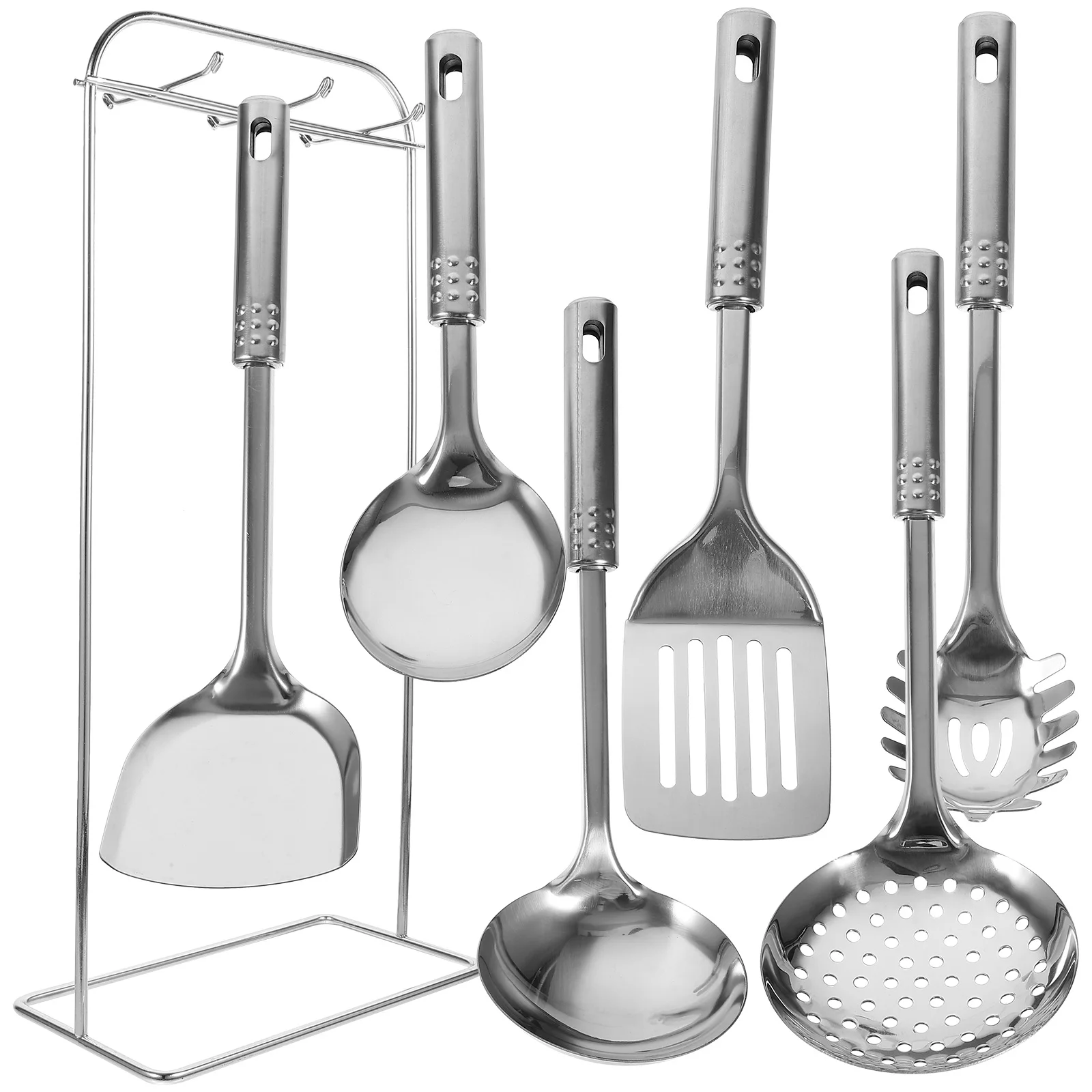 

7-Piece Kitchen Stainless Cooking Utensil Rack Steel Cooking Stainless Steel Cookware Tools Spoons Gadgets Rack Organzier