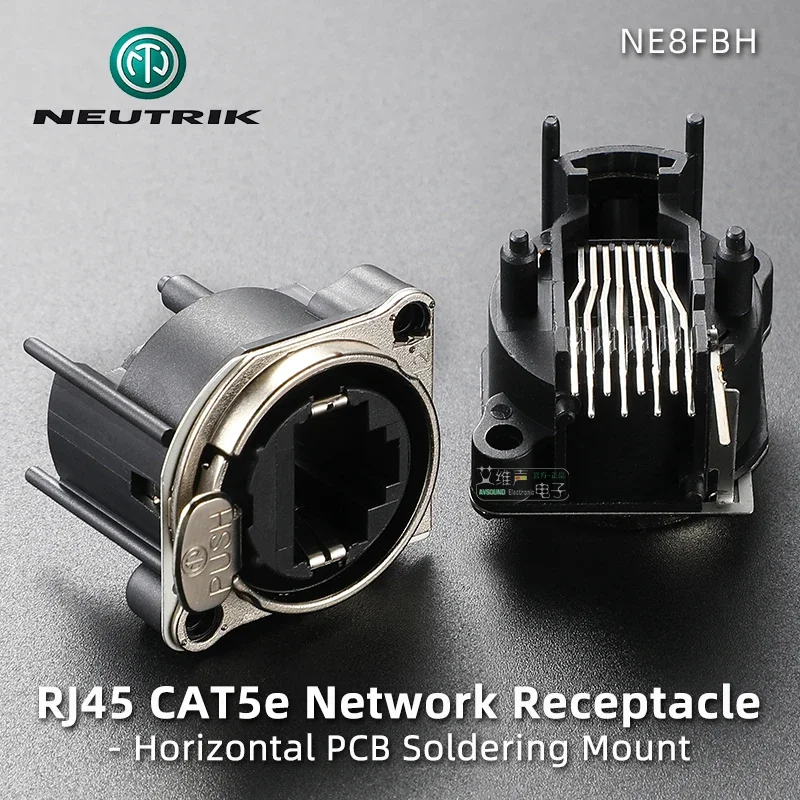 

NEUTRIK etherCON NE8FBH RJ45 CAT5E Network Data Connector Horizontal PCB Soldering Mount Audio Video Lighting Socket