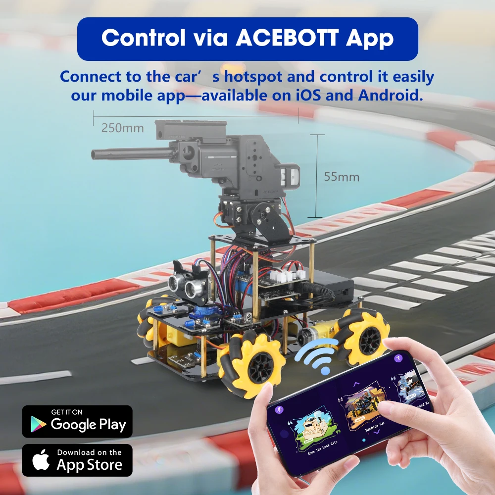 

ACEBOTT ESP32 Programmable Robot Car Kit for Arduino Smart Robot Car Set for Learning Education Kits Stem Toys