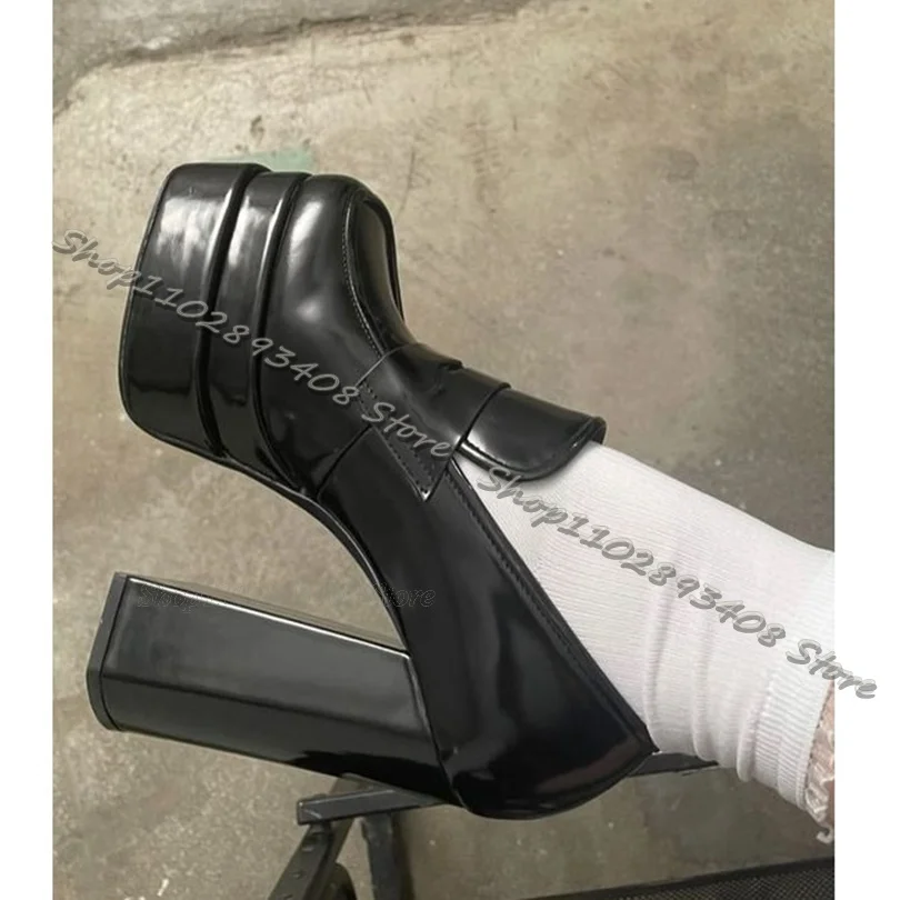 Zwarte Dikke Hakken Platform Pumps Ondiepe Britse Stijl Damesschoenen Lente Vrouwen Elegante Jurk Pumps 2023 Zapatos Para Mujere