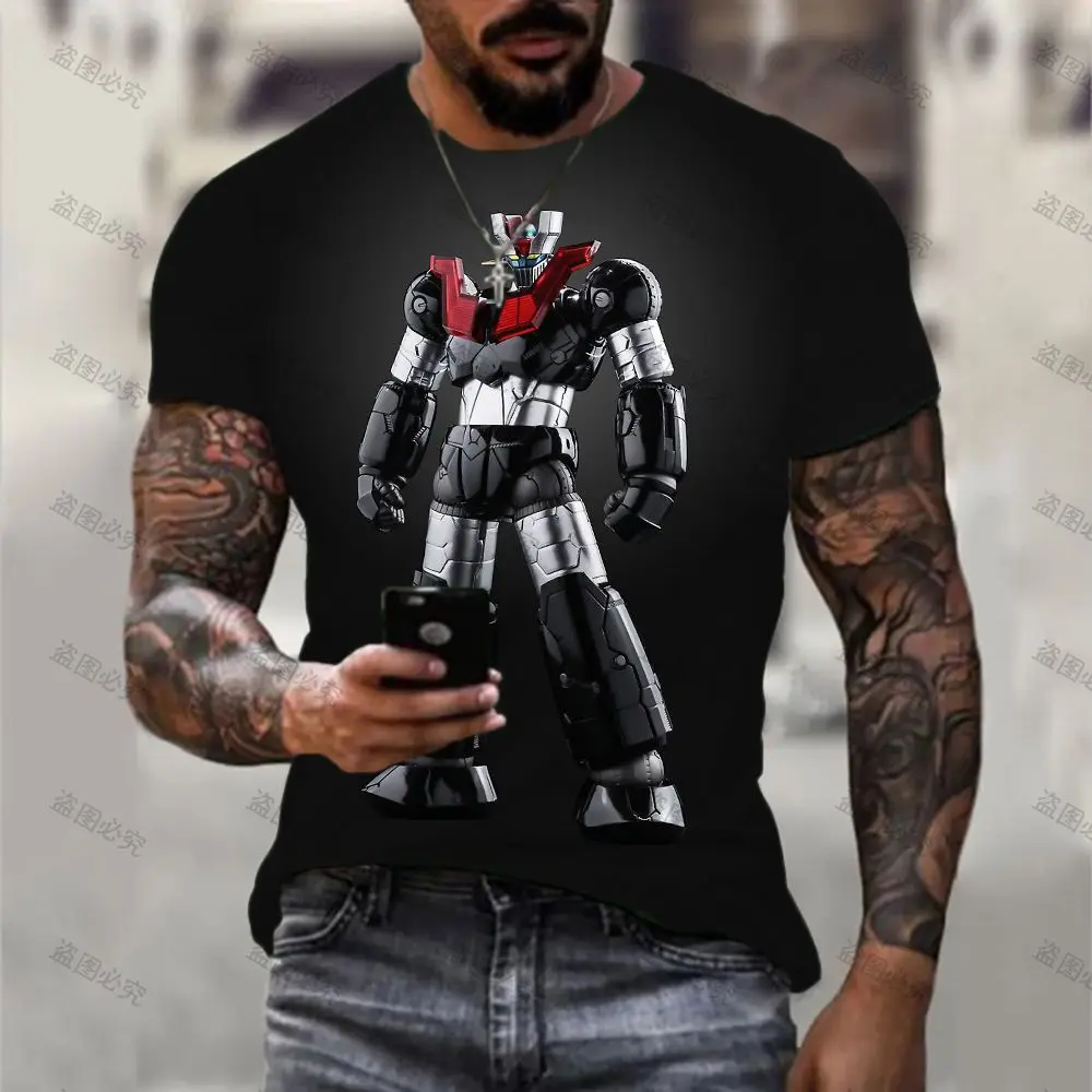 Men\'s T-Shirt Y2k Tops HD Print T-shirts Mazinger Z 2024 Essentials Oversized Harajuku Clothes High Quality Fashion New Cartoon