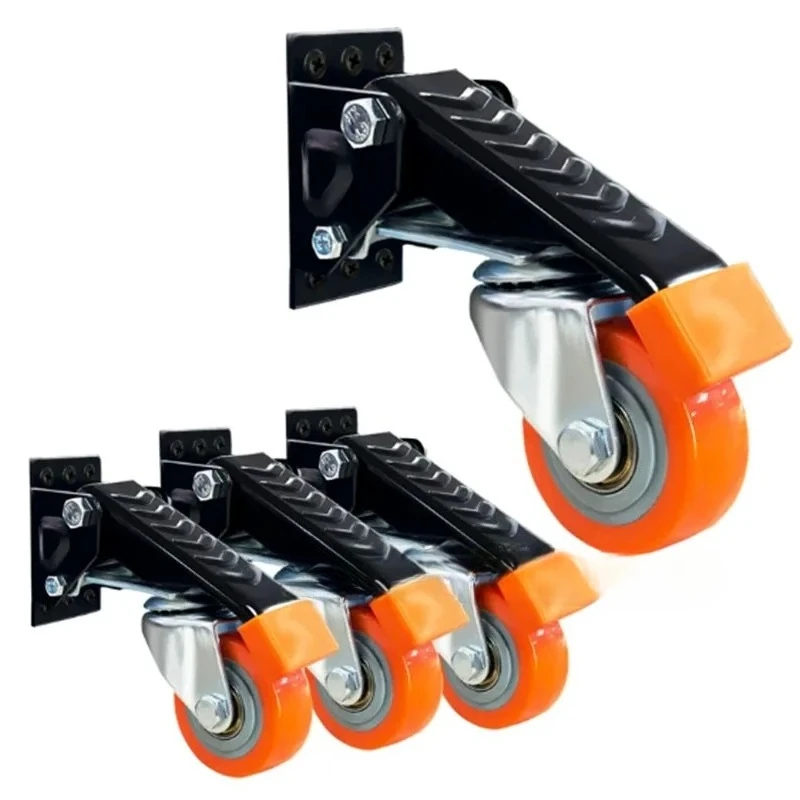 Side Mounted Foot Pedal Lifting Swivel Casters Heavy Duty Retractable Mobile Wheels for Bed Sofa Workbench Cabinet Furniture