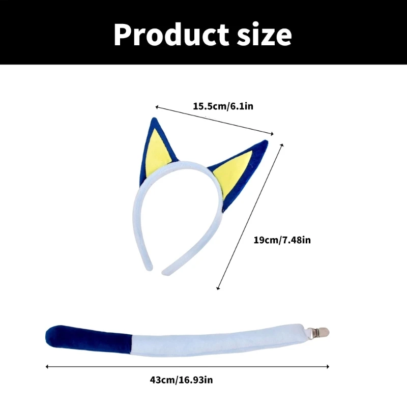 Kids Cartoon Pyppy Dog Ears Hoofddeksels en Pluche Staart Combo Set Ideaal voor Halloween Party Cosplay Kostuum en alledaags