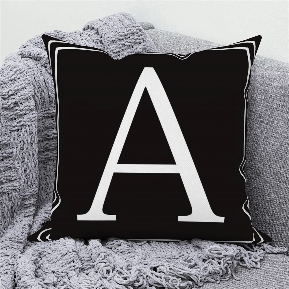 White English letters A-N Black Pillow Set bedroom Living room Living room Soft Decoration Pillow pillow covers decorative