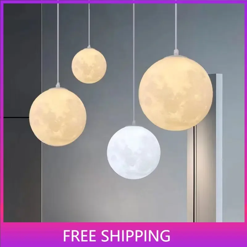 

3D Print Pendant Lamp Moon Decoration Hanging Light for Kitchen Restaurant Decoration Modern Chandeliers Lighting Bedroom Room