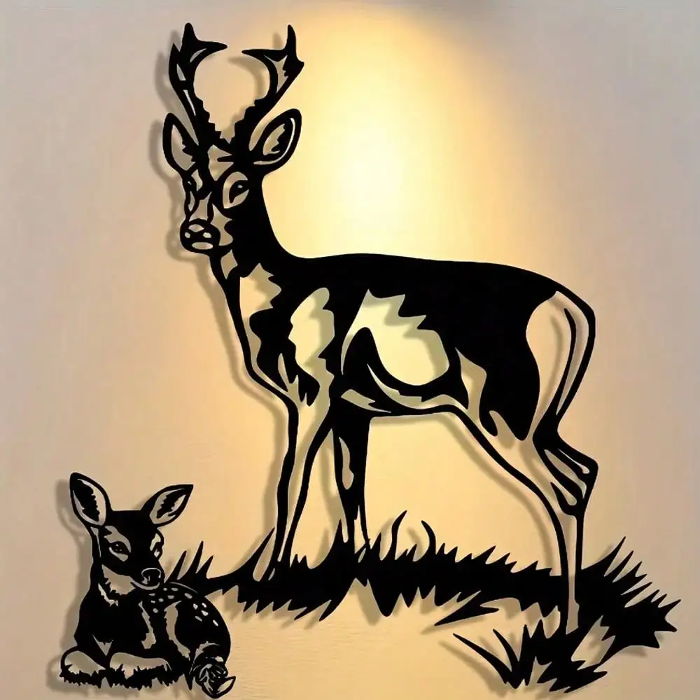 CIFbuy Iron Wall Art Metal Deer Decor Abstract Minimalist Nature Scene Removable Reusable Home Office Living Room Bedroom Patio