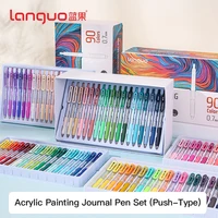 LANGUO-bolígrafos de Gel para pintura acrílica, 36/54/72/90 colores, punta retráctil de 0,7mm, manual, para estudiantes, pintura, escritura de grafiti