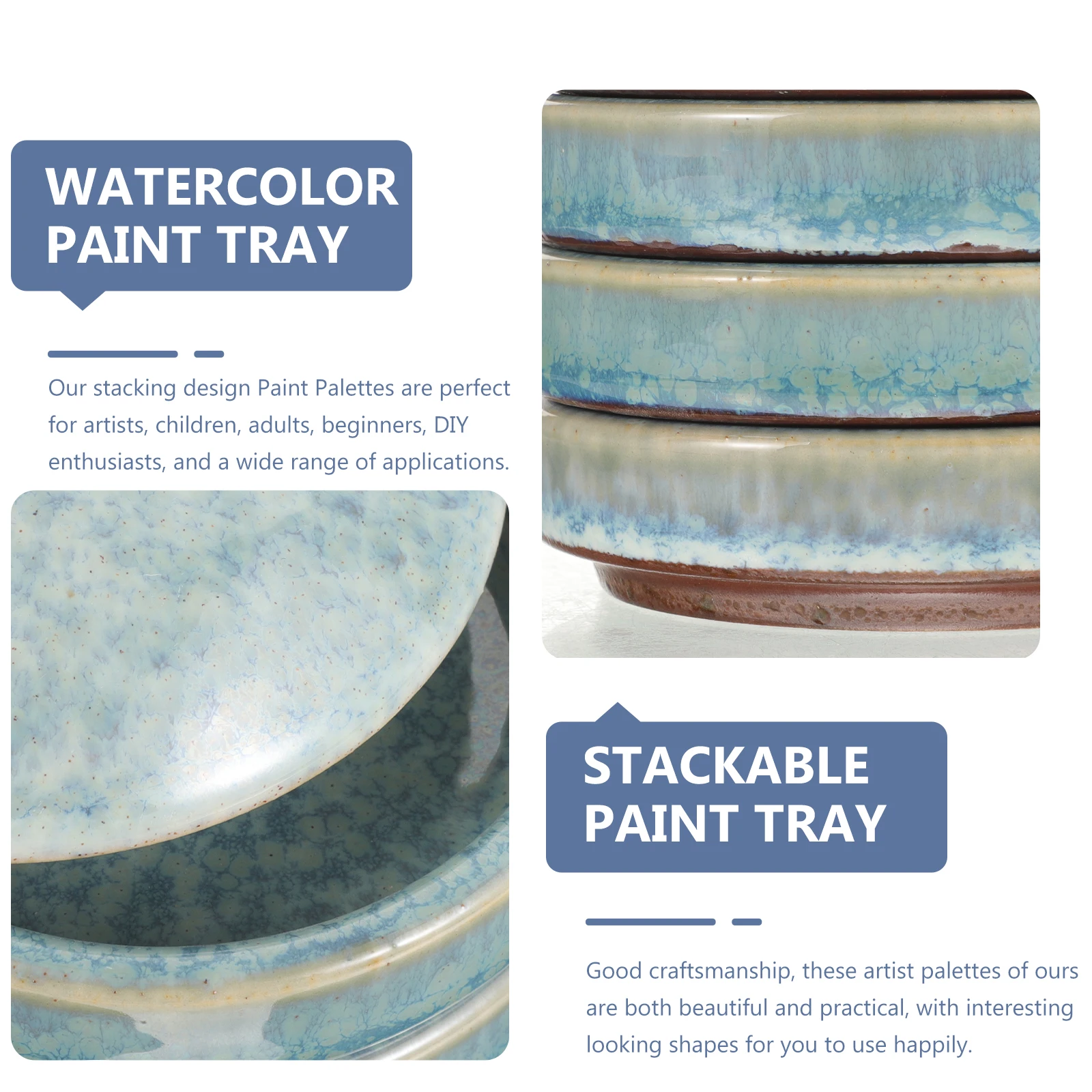 

1Set Multi-Layer Ceramic Paint Palettes Stackable Watercolor Mixing Tray Efficient Artist Pigment Trays for Oil Acrylic Gouache