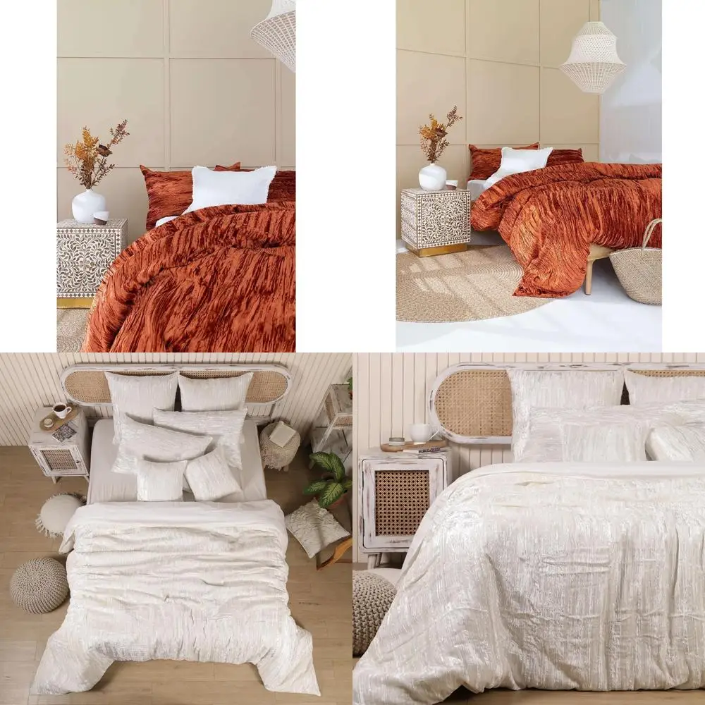 صوفيا آرت سحق المخملية غطاء لحاف 3 قطعة مجموعة الصلبة نمط فاخر غطاء الفراش المعزي غطاء مع 2 وسادة Shames UO Comfo #1