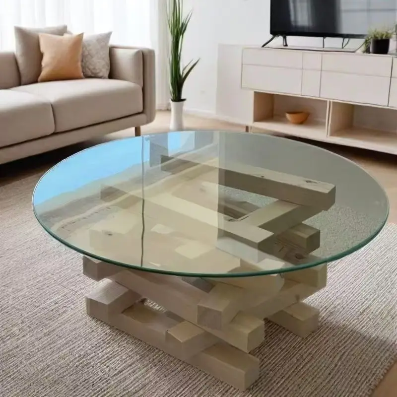 Salontafel rond klein appartement gehard glas bed en ontbijt woonkamer moderne eenvoudige theetafel