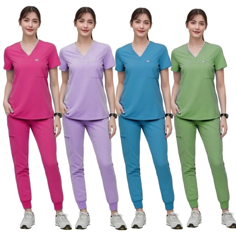 Hospital Nurse Scrub Set Clinic Doctor Short-sleeved Work Clothes Operating Room Split Set Uniformes De Enfermera Mujer 309