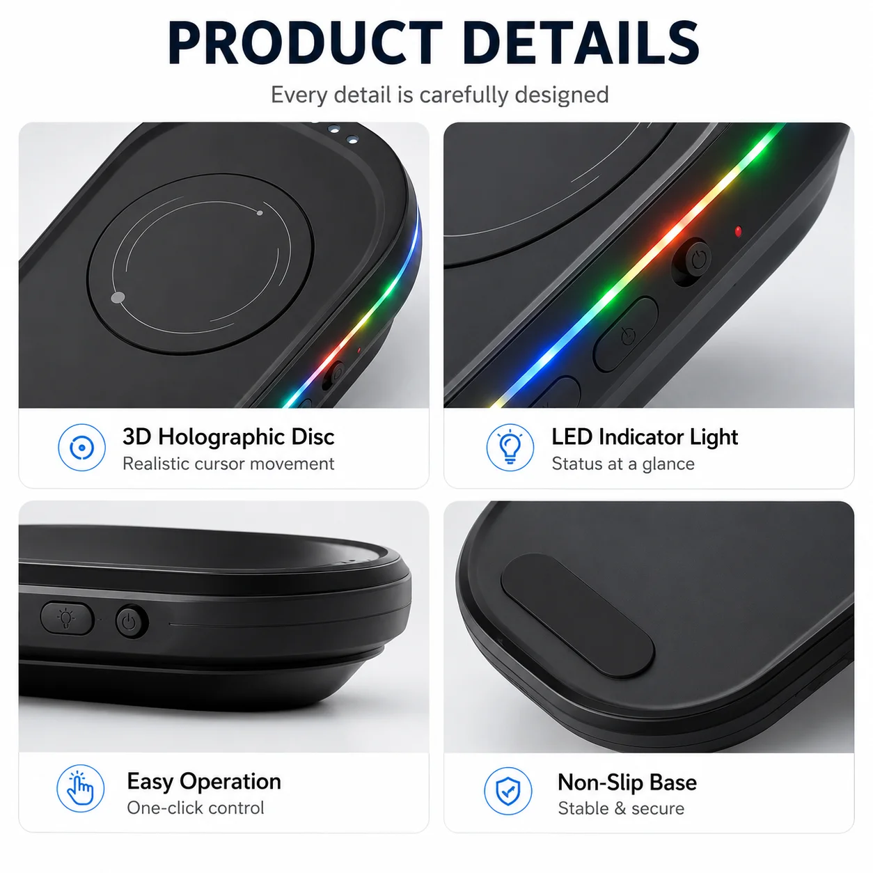 Rechargeable Mouse Mover Jiggler with Timer RGB Light Ultra Quiet Automatic Mouse Movement Device for Optical Mice PC Laptop