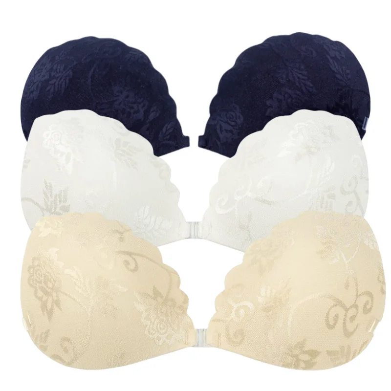 Lace Breathable Invisible Strap Silicone Nipple Covers Ultra-Thin Front Closure Shell-Shaped Anti-Visible Nipple Gathered Bra