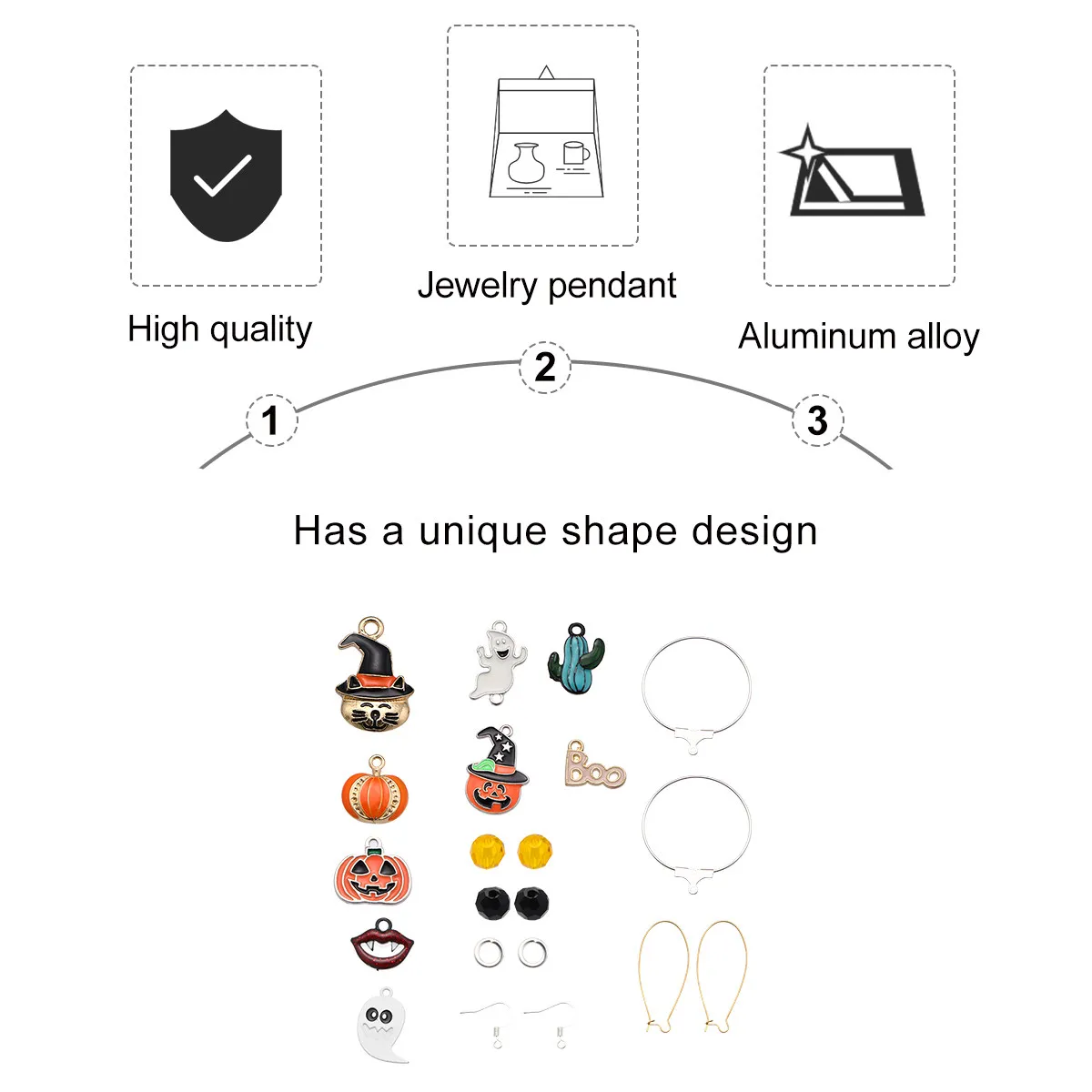 

Набор для изготовления украшений: 1 комплект подвесок из сплава для Хэллоуина, материалы для серег ручной работы, уникальные шармы-подвески для подарков и ожерелий