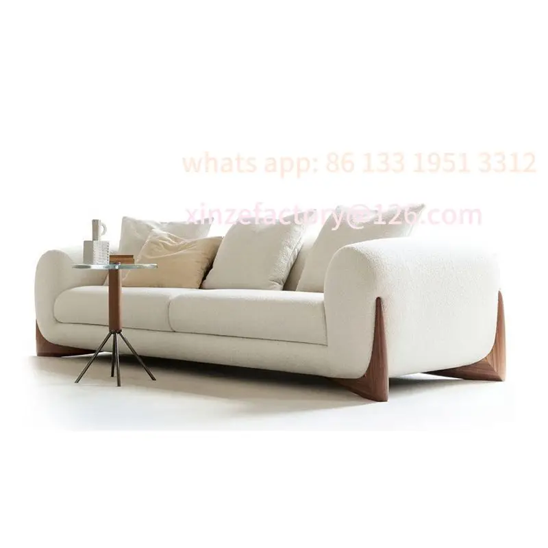 

Fabric sofa designer simple three-seater Nordic living room small size cream style