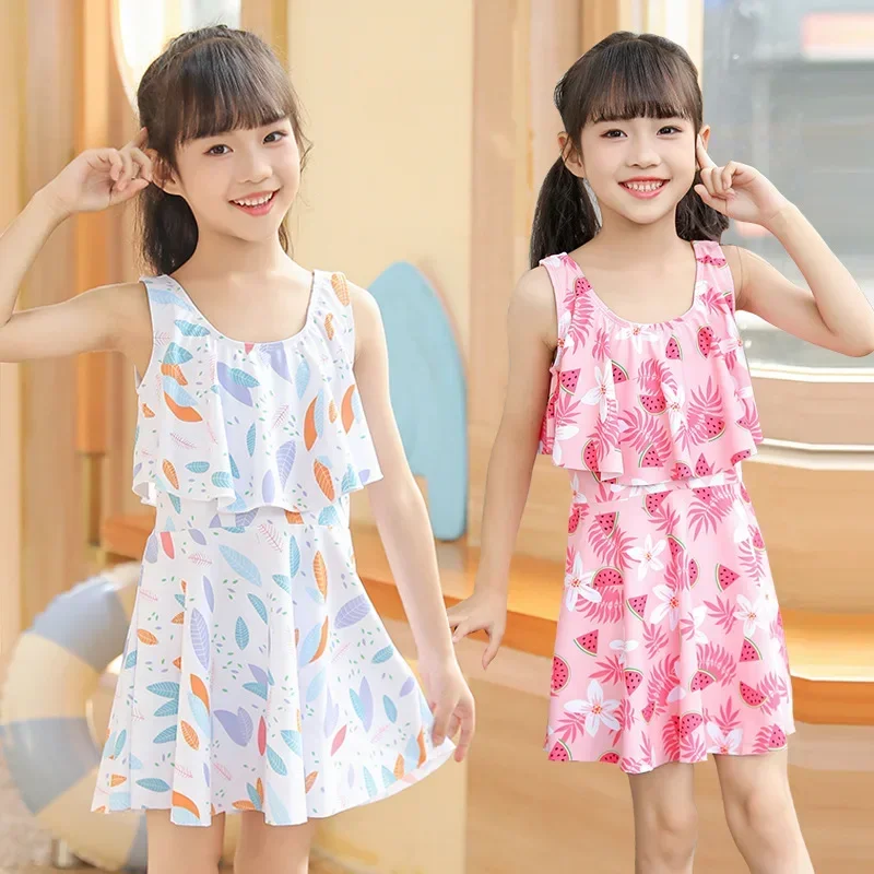 

Girls Cute Swimsuits Children's Conservative Swim Dress with Underwear Split Body, Quick Drying, Professional Swimwear,