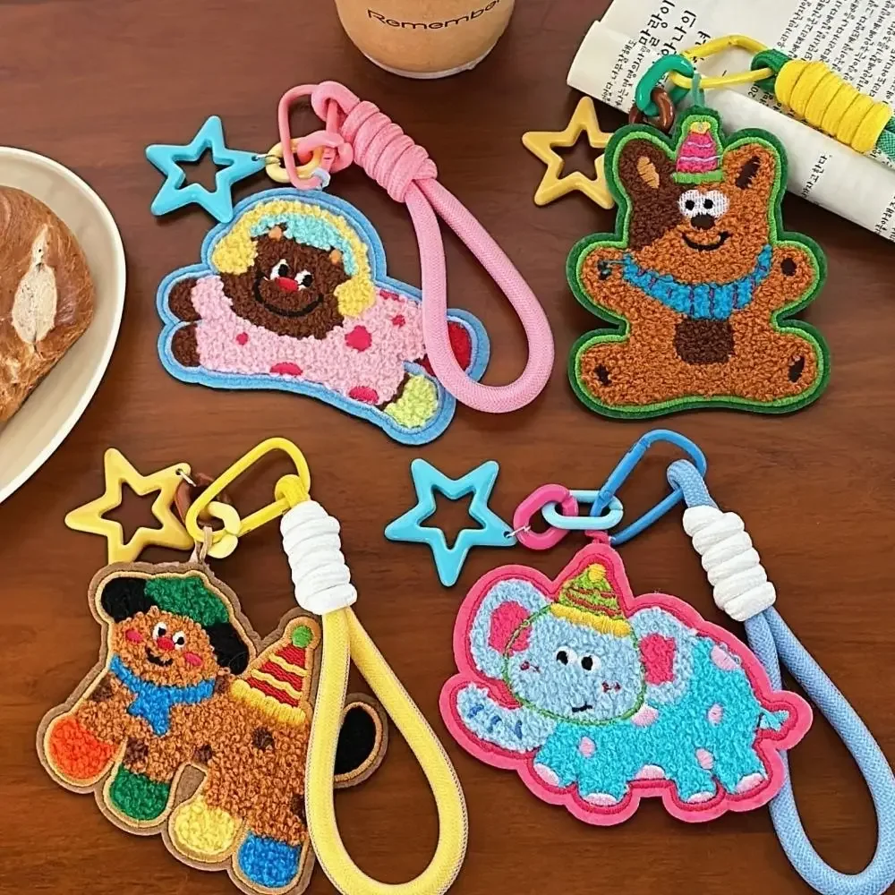 

Cute Animal Bag Pendant Keychains Embroidery Patch Bag Charms Hanging Ornament Key Ring Backpack Decoration