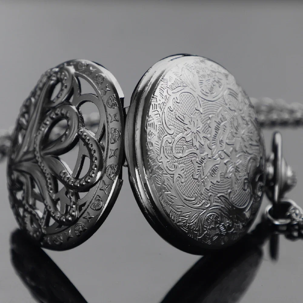 الأخطبوط الجوف ريترو خمر ساعة الجيب الكوارتز سلسلة قلادة ساعة قلادة الساعات للرجال النساء الاطفال هدايا فريدة من نوعها #6