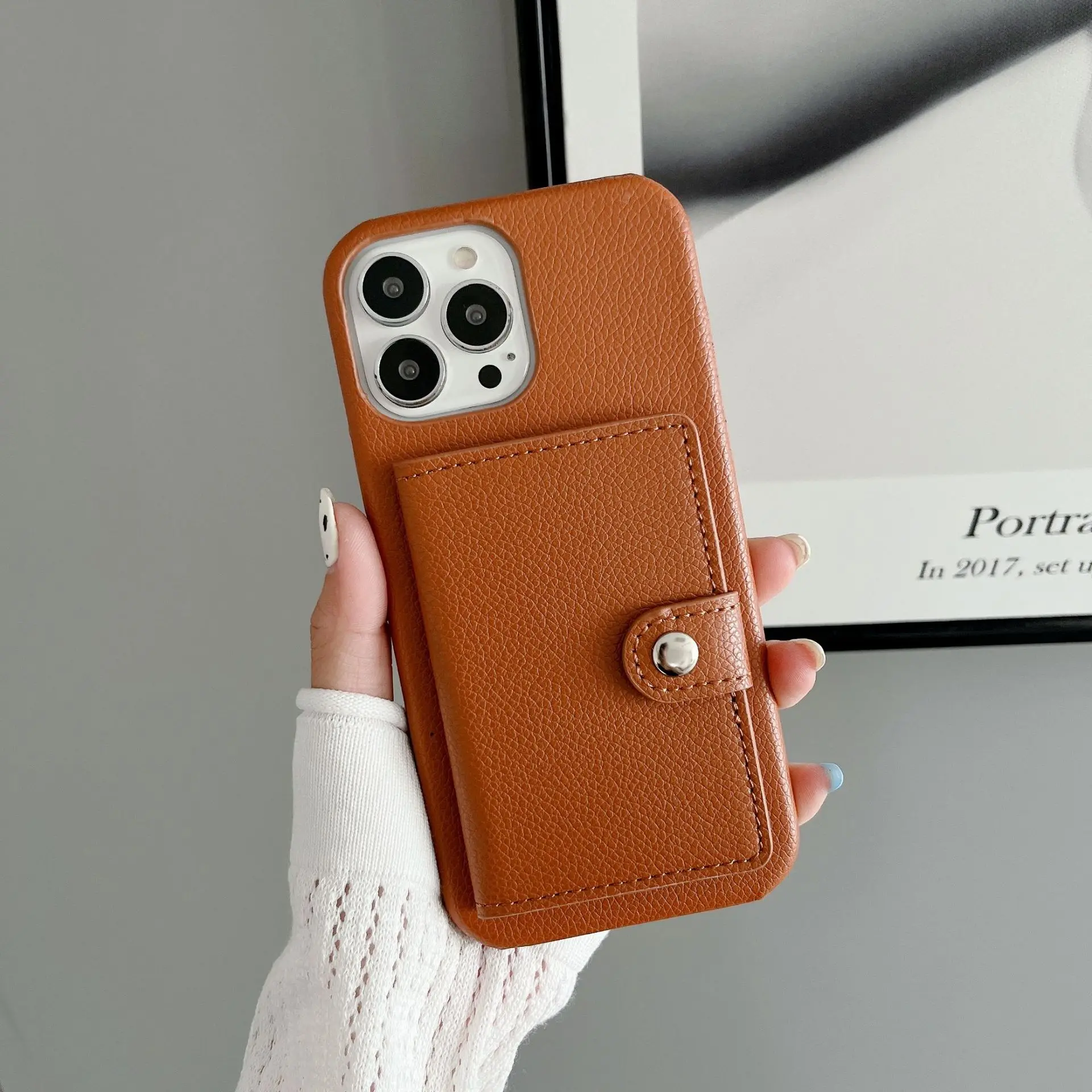 Leather Phone case cardholder For iPhone15ProMax 15Pro Plus 14 13 12 11 left and right opening multi-function