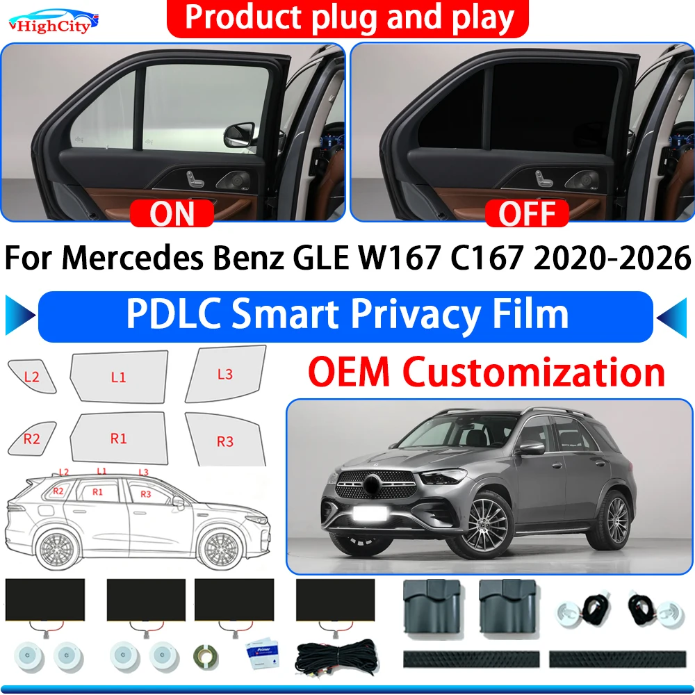 For Mercedes Benz GLE W167 C167 2020-2026 Electric Smart Privacy Film Polymer Dispersed Liquid Crystal Film Glass Window Tint