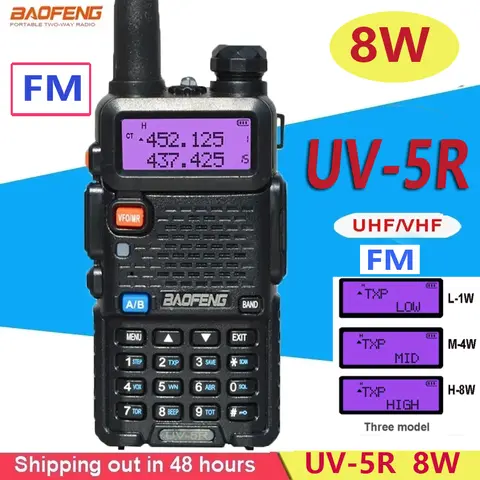 UV-5R 8W Walkie Talkie Long Range 10km FM CB Portable BAOFENG