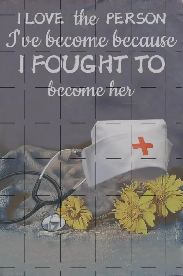 Retro Metal Tin Sign I Love the Person I‘ve Become Because Fought To Her Nurse Doctor Plaque Shabby Chic Gift Vintage D