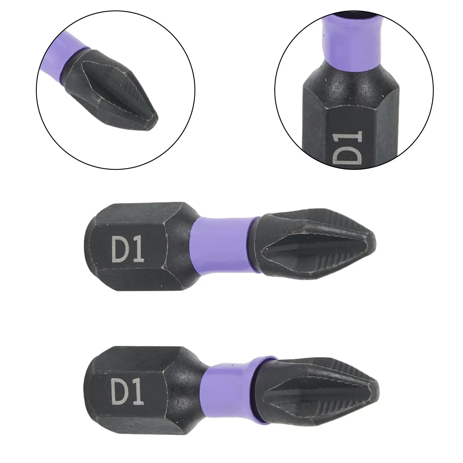 Nonslip Indented PH2 Screwdriver Bit Set 2pcs Magnetic Batch Head High Resistance for Strong Screw driving Jobs