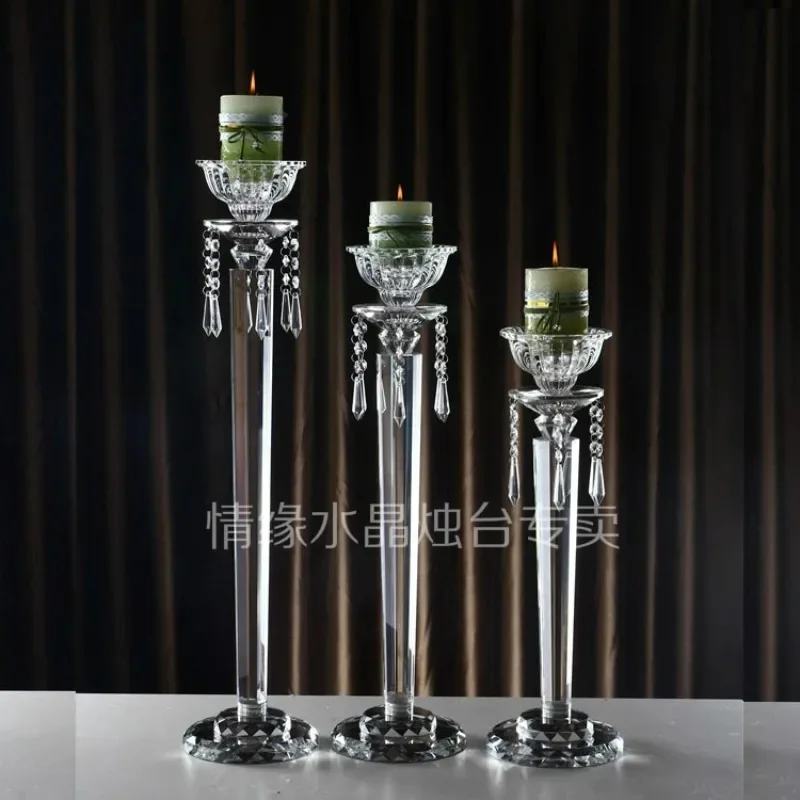 Vintage candle holder, birthday candle light dinner decoration ornament, crystal candle holder, model room soft decoration
