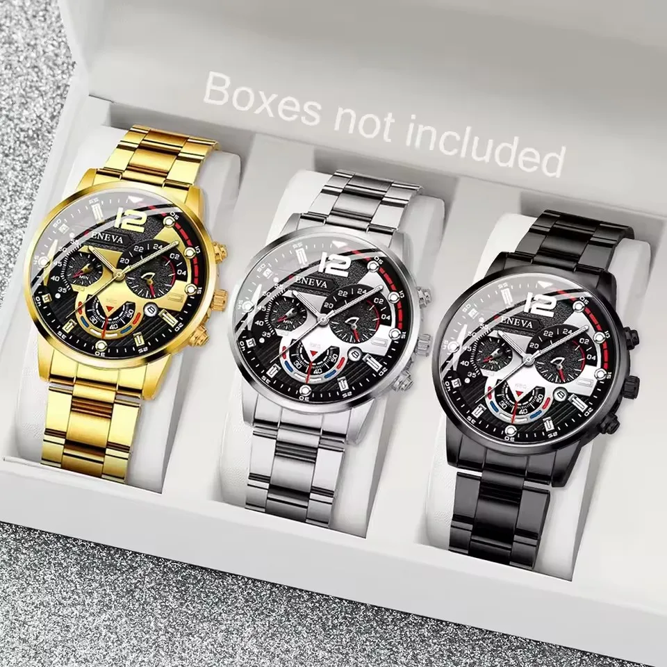 

3PCS Men Business Watches Fashion Steel Band Male's Analog Quartz Watch Set Relogio Masculino Reloj Hombre（Without Box）
