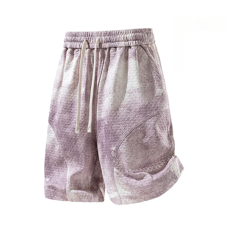 High Quality Summer Men's Wave Texture Tie-Dye Shorts Baggy Outdoor Joggers Basketball Bermuda Short Jorts Plus Size 5 6 7 8XL