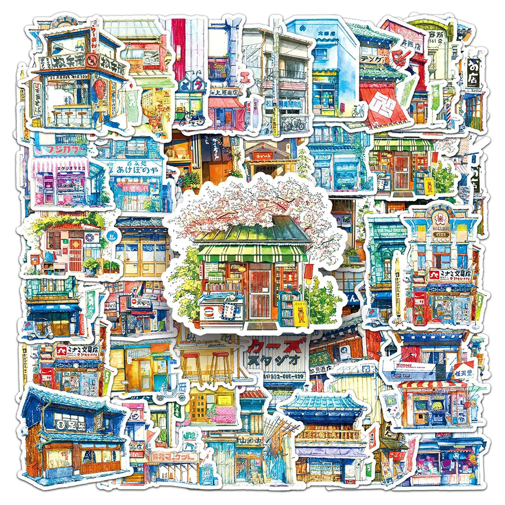 10/30/50 Stück japanische Retro-Aufkleber im Street-Shop-Stil für Notizbücher, Handys, Schreibwaren, Laptops, DIY-Cartoon-Dekoration, Aufkleber, Spielzeug
