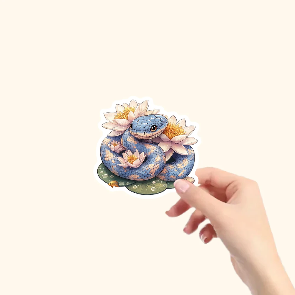 54PCS Ethereal Fantasy Snake Stickers Pack - Kawaii Floral Reptile Decals for Laptop, Water Bottle, Phone Case & Room Decor
