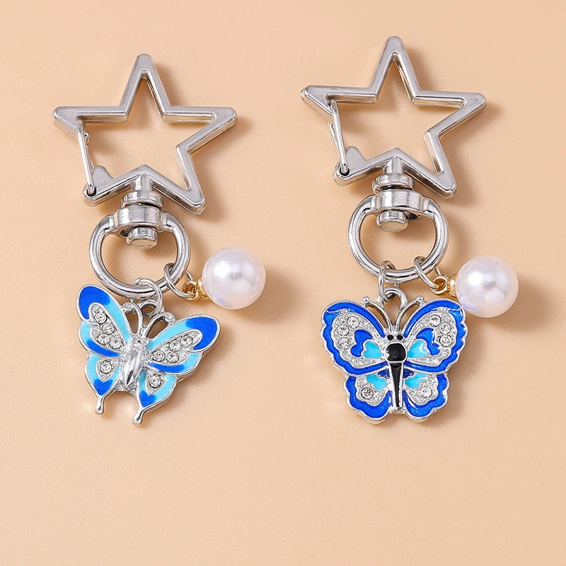 Cartoon Animal Keychain Enamel Flying Butterfly Pendant Key Rings for Women Men Car Key Handbag Key Chains DIY Accessories