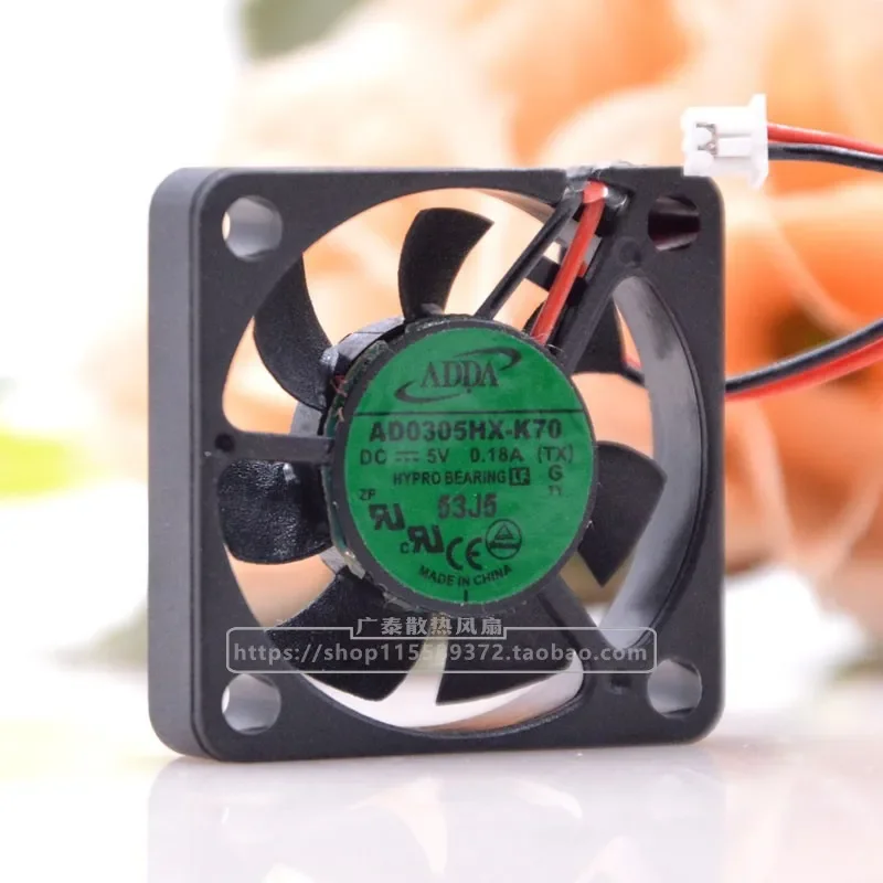 for ADDA Xiexi AD0305HX-K70 5V 0.18A 30x30x6mm 2-Wire Ultra-Thin Micro Cooling Fan 3CM DC Brushless Cooler