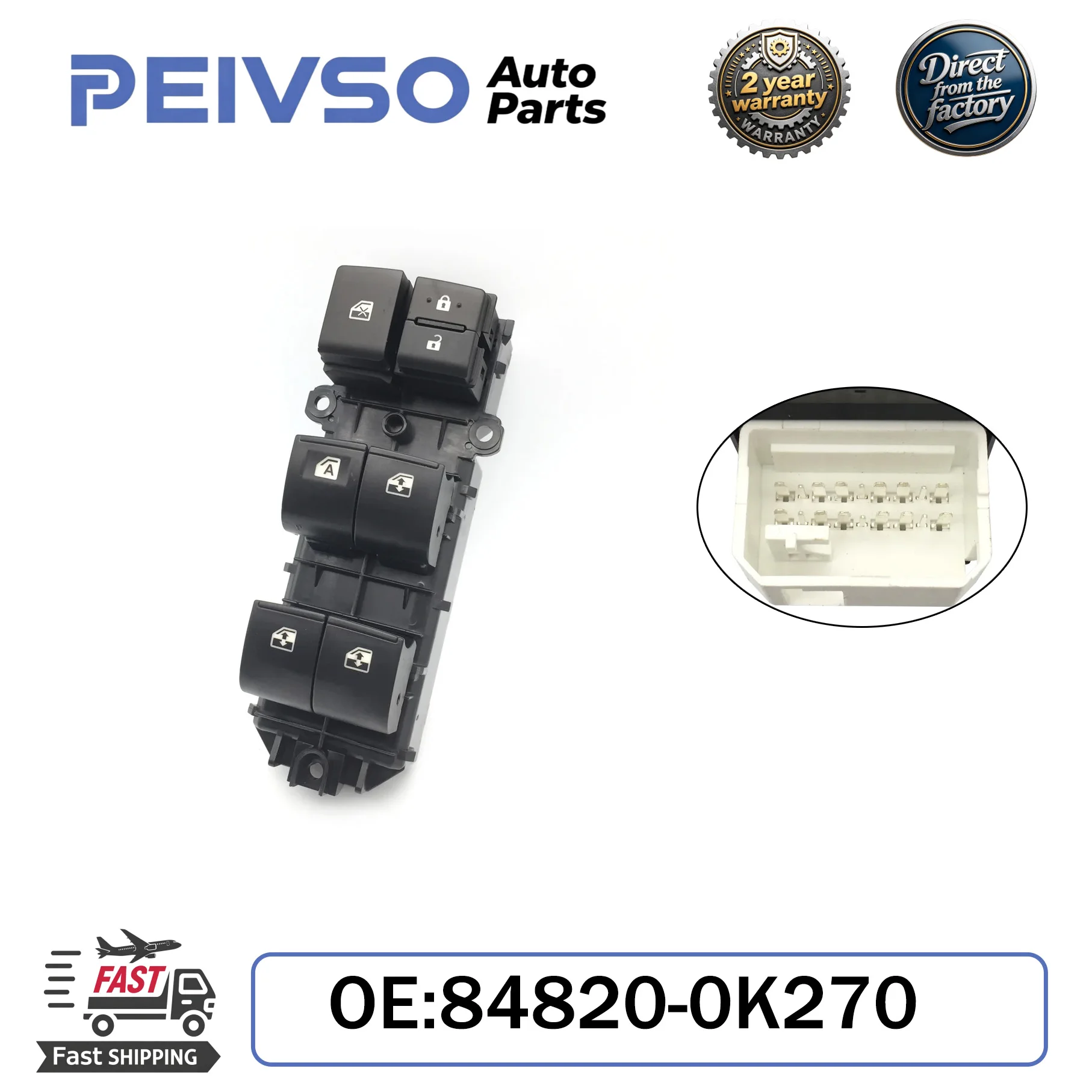 

New 84820-0K270 848200K270 LHD Front Left Power Window Switch Driver Side for Toyota Hilux VIII Pickup 2015-2019 84820-0K250