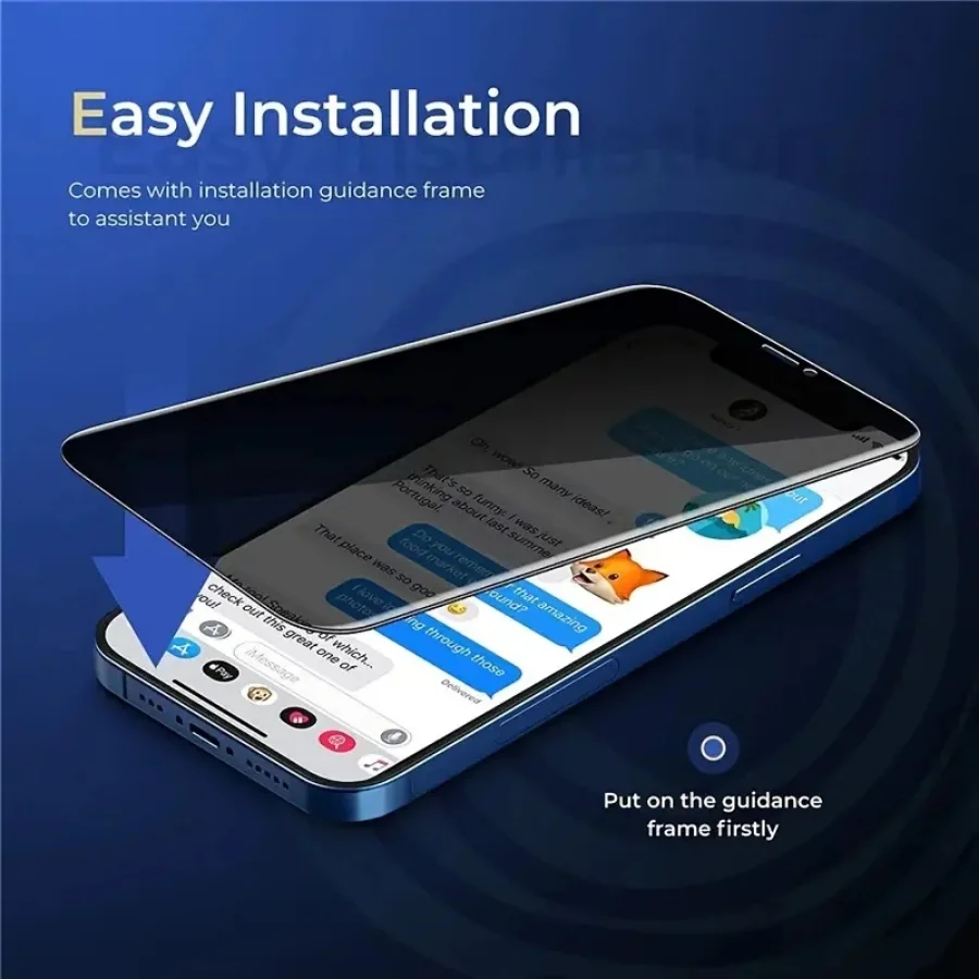Película de vidro temperado para iPhone, total privacidade, protetor de tela seguro, 14, 13, 12, 11 Pro Max, X, XS, XR, 7, 8Plus, 4 peças