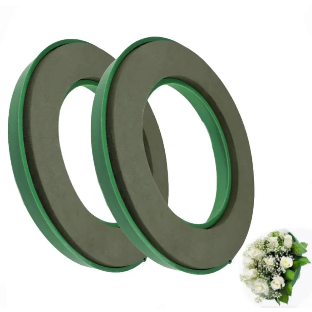 12 Inch Green Foam Craft Wreath Rings Set Sturdy Plastic Back For Floral Arrangements Craft Making, Floral Design Wreath Making