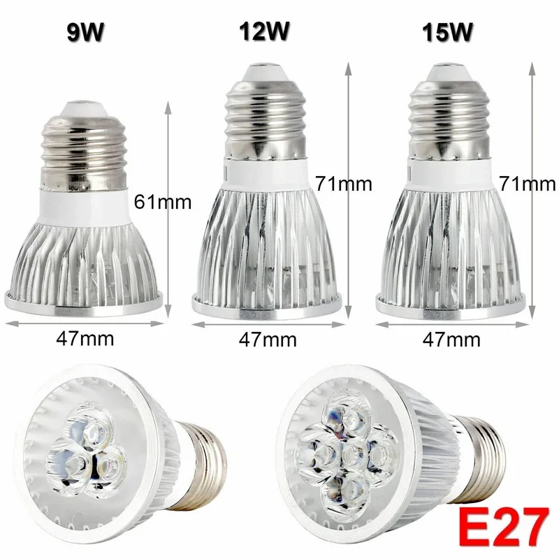 10PCS GU10 MR16 E27 E14 Dimmable LED Spotlight 9W 12W 15W 110V 220V 12V Cold Warm Neutral White Bulb Lamp Lampada High Power