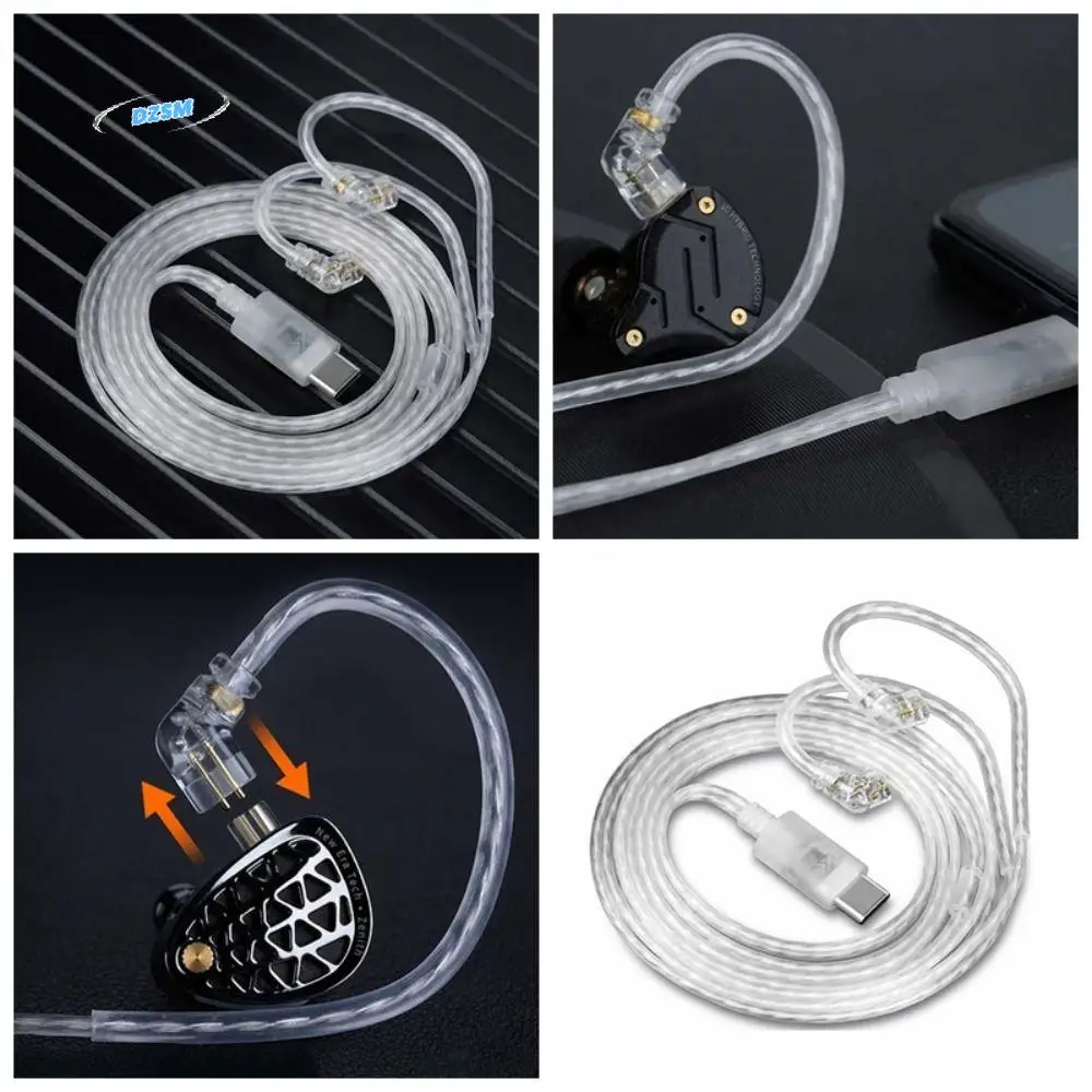 

Silver-Plated KZ Headphones Cable Gold-plated Pin High-purity KZ Type-C Cord With Mic 0.75MM 2PIN Earphone Wire